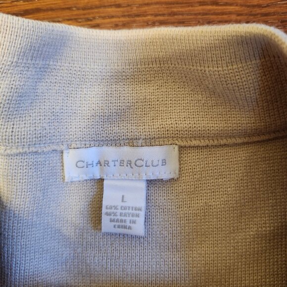Charter Club Women’s Cardigan Jacket Large Beige Gold Buttons - Picture 4 of 9